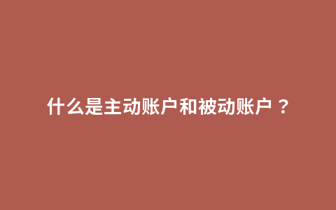 什么是主动账户和被动账户？