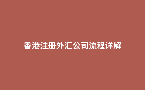 香港注册外汇公司流程详解